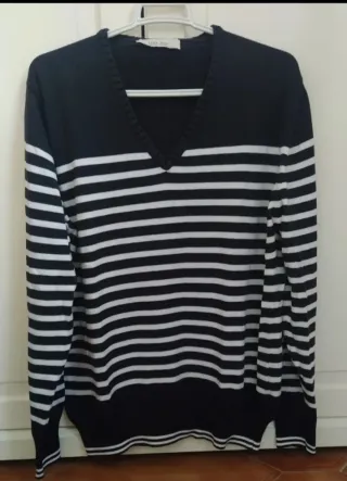 Jersey Zara Rayas Blanco y azul