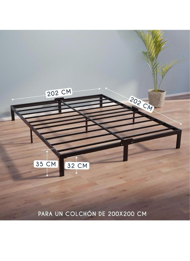Estructura Cama de metal 200x200 cm color negro