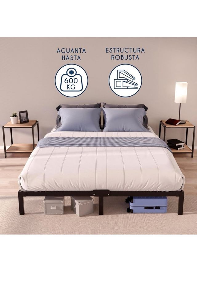 Estructura Cama de metal 200x200 cm color negro