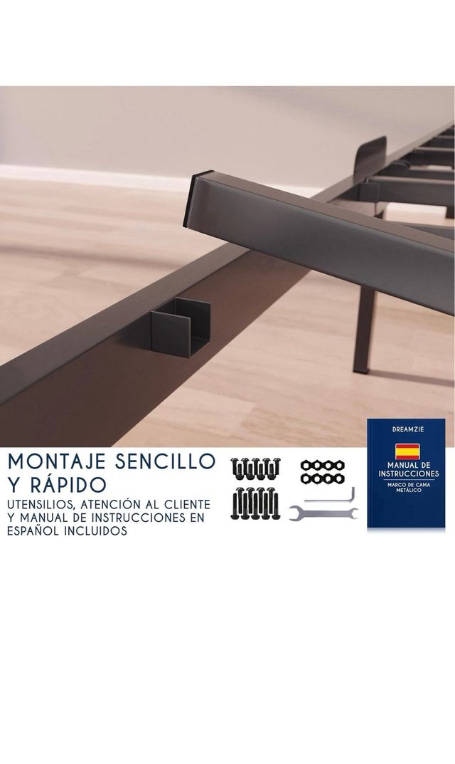 Estructura Cama de metal 200x200 cm color negro