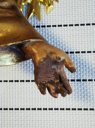 Antigua escultura Niño Jesús, ojos cristal, Olot.