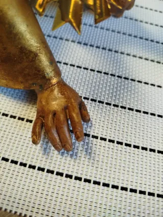 Antigua escultura Niño Jesús, ojos cristal, Olot.