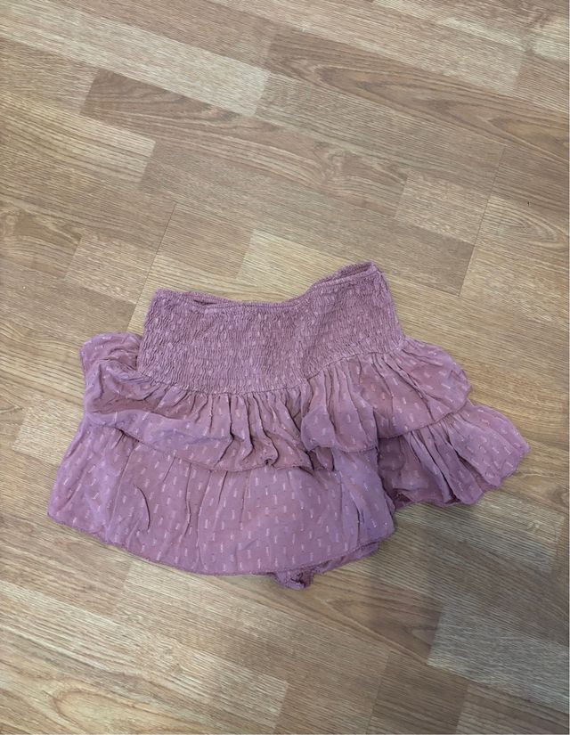 Falda pantalón malva con volantes