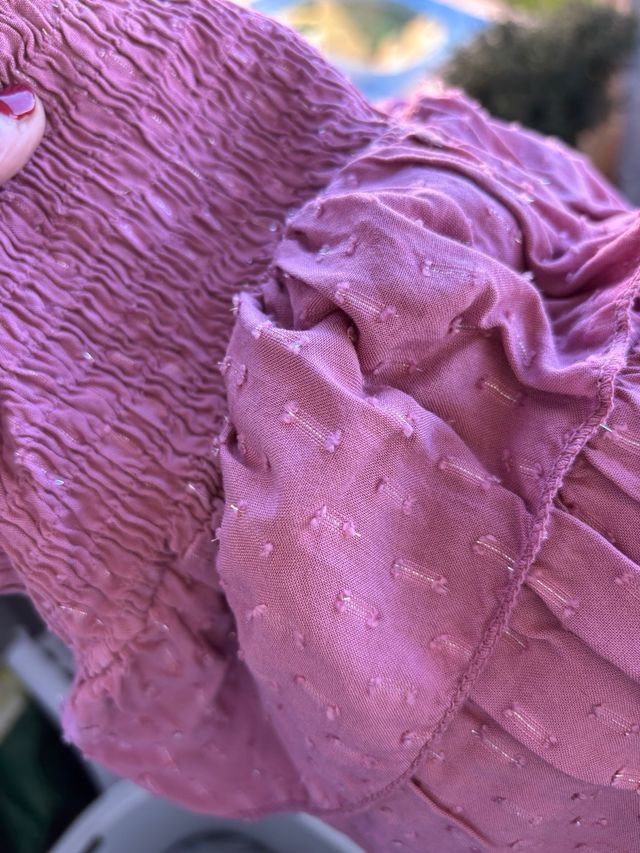 Falda pantalón malva con volantes