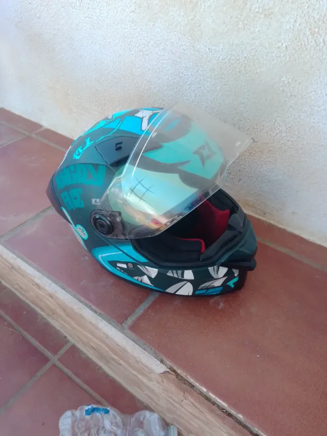 Casco de moto integral azul