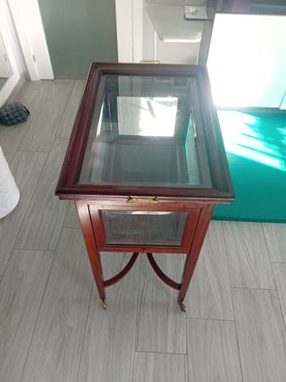 Mesa camilla vintage madera y cristal