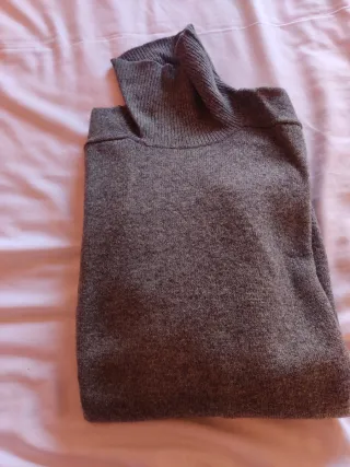 Jersey lana hombre cuello vuelto gris T. L