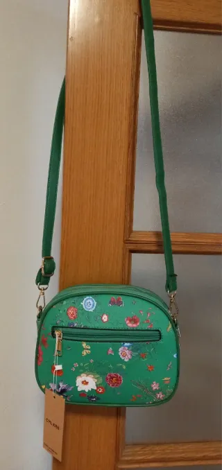 Bolso verde estampado flores a estrenar