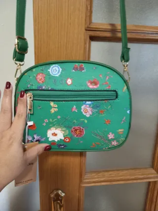 Bolso verde estampado flores a estrenar