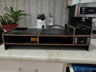 Soporte Monitor Ordenador Negro/Marrón