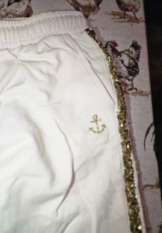 Completo giacca e pantaloni dorati paillettes