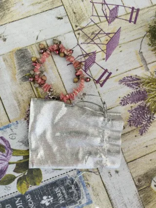 Pulsera Coral Rosa y Plata