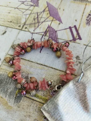 Pulsera Coral Rosa y Plata