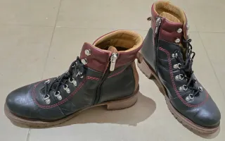 Botines Pikolinos Talla 39 Negro/Rojo. Piel.