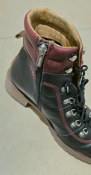 Botines Pikolinos Talla 39 Negro/Rojo. Piel.