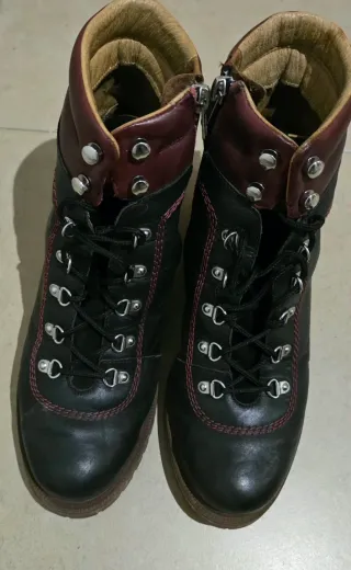 Botines Pikolinos Talla 39 Negro/Rojo. Piel.