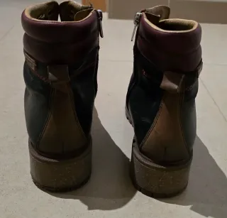 Botines Pikolinos Talla 39 Negro/Rojo. Piel.