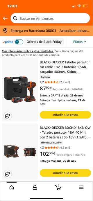 Taladro Percutor Black+Decker 18V