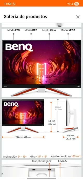 Monitor BenQ Mobiuz EX2710U blanco