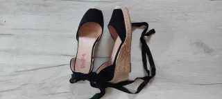 Sandalias esparto negras mujer