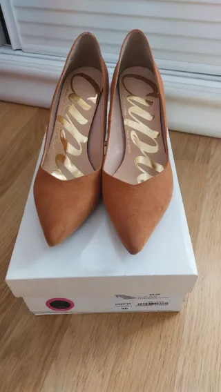 Zapatos Salón Pico Cuple T.36 Visón/Cuero