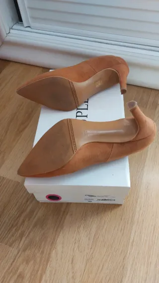 Zapatos Salón Pico Cuple T.36 Visón/Cuero