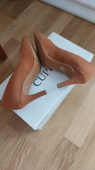 Zapatos Salón Pico Cuple T.36 Visón/Cuero