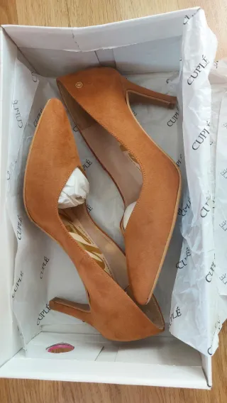 Zapatos Salón Pico Cuple T.36 Visón/Cuero