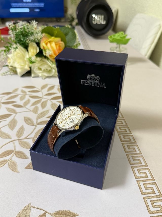 Orologio Festina Dual Time F16985/2 Marrone/Oro