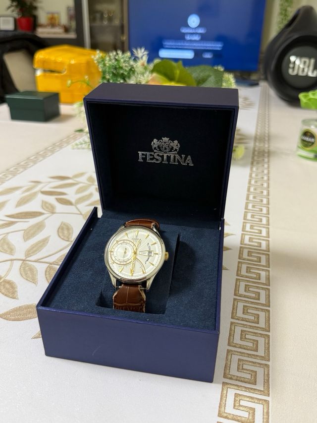 Orologio Festina Dual Time F16985/2 Marrone/Oro