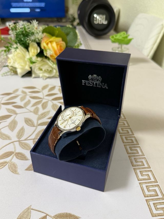 Orologio Festina Dual Time F16985/2 Marrone/Oro