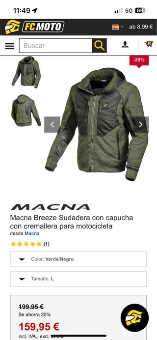 Chaqueta moto Macna Breeze – Talla XL – Casi nueva