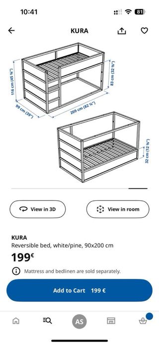 Cama alta IKEA Cura