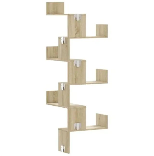 Estantería esquinera de madera roble Sonoma