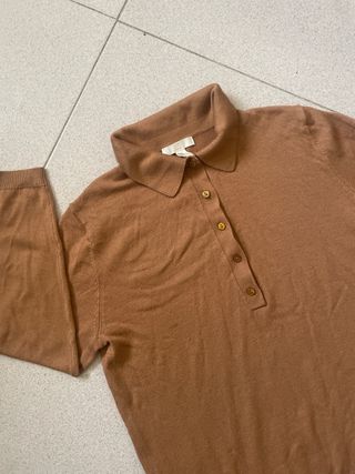 Jersey marrón mujer cuello polo