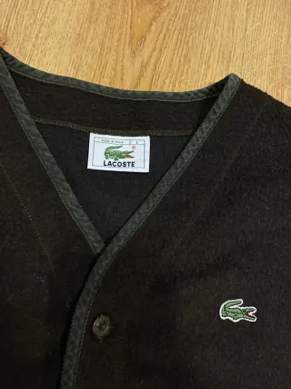 Chaleco Lacoste Marrón Verde Talla L botones
