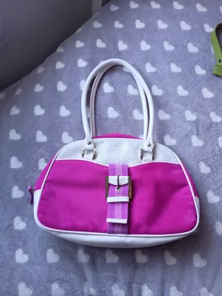 Bolso juvenil rosa y blanco
