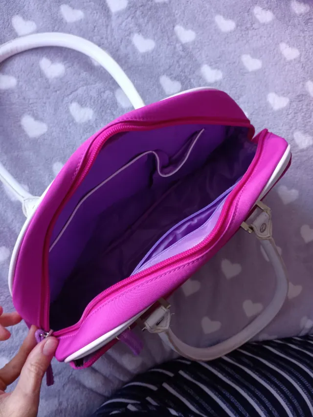 Bolso juvenil rosa y blanco