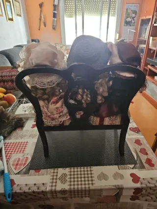 Trio Muñecas Porcelana Antiguas Sillón