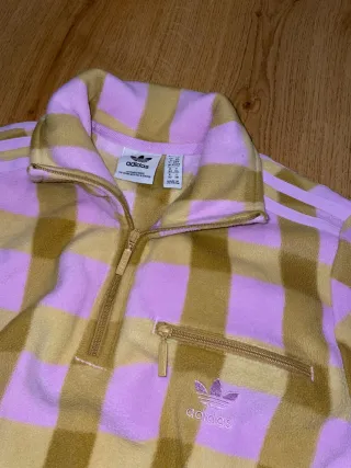 Adidas Polar Crop Top Cuadros forro polar sudadera