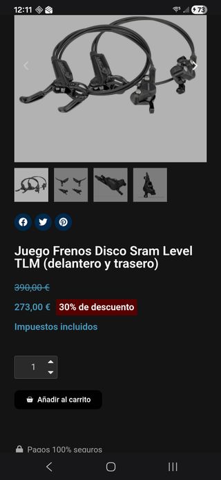 [nuevo] Juego completo frenos SRAM Level TLM