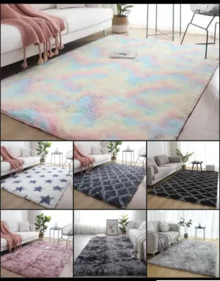 Tappeto pelo lungo morbido multicolore