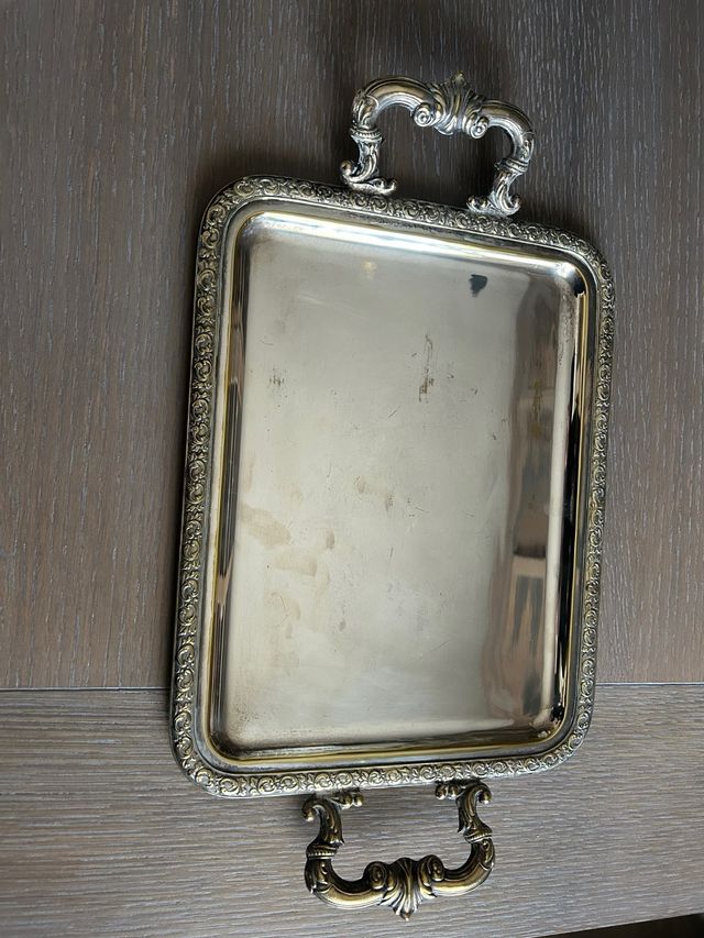 Bandeja de alpaca con asas