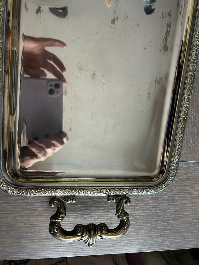 Bandeja de alpaca con asas