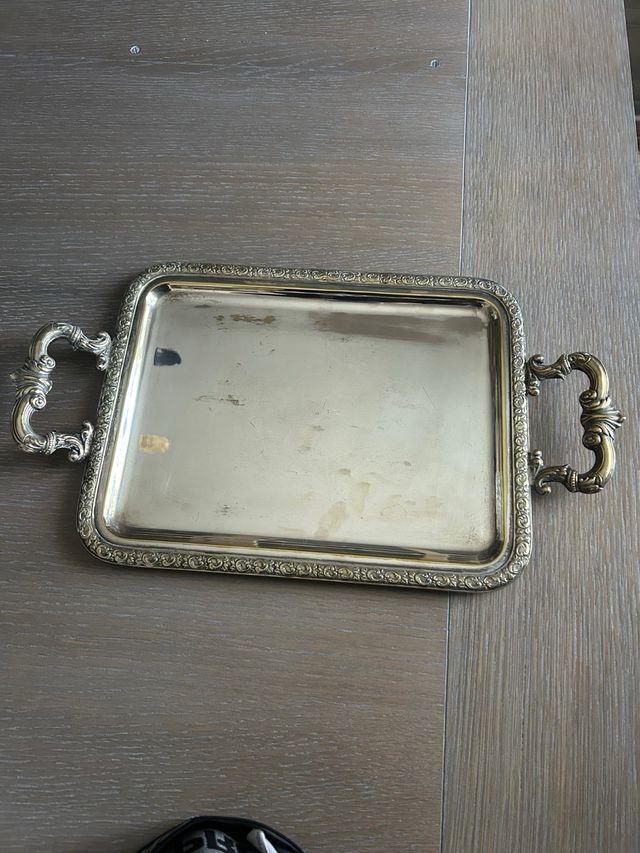 Bandeja de alpaca con asas