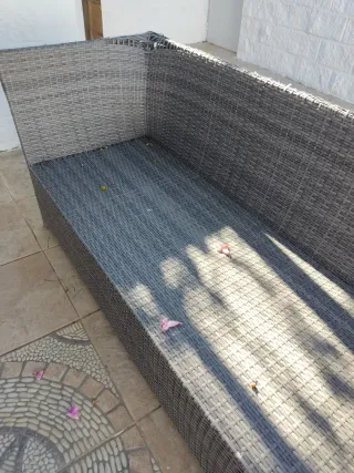 REBAJADO Conjunto mesa y sillón jardín ratán gris