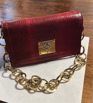 Bolso Clutch Roberto Cavalli Rojo Dorado