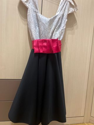 Vestido fiesta negro y rosa