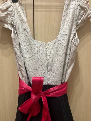 Vestido fiesta negro y rosa