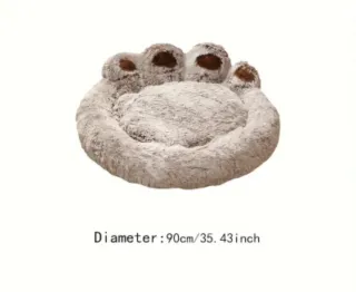 90 cm diámetro-Cama Peluche Mascota Beige/Marrón